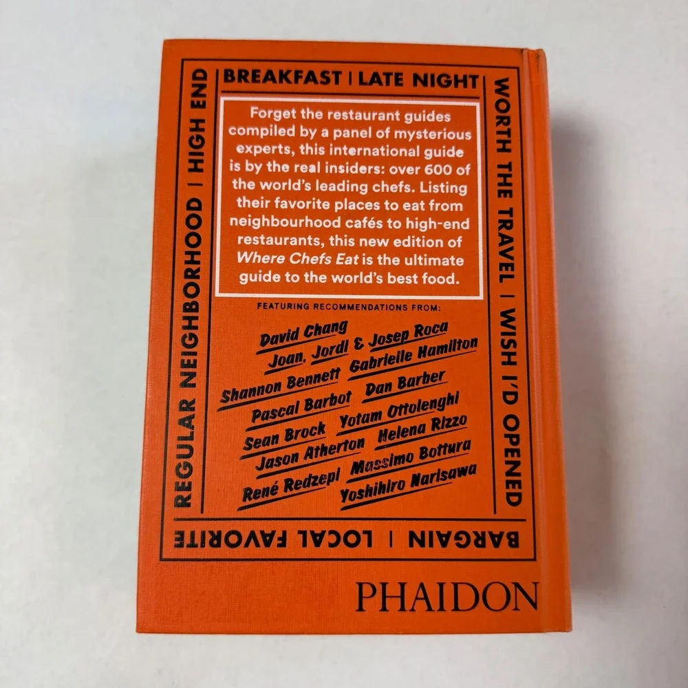 Where Chefs Eat Phaidon Guide To Chef Favorite Restaurants Hardcover 2015 Orange